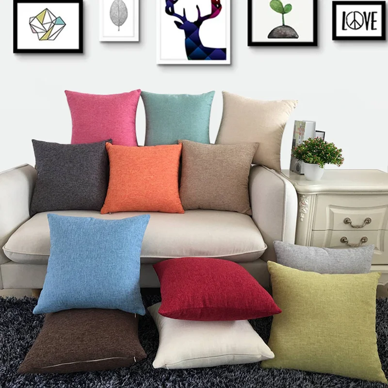 

Solid Sofa Cushion Cover 30x50/40x40/45x45/40x60/50x50/55x55/60x60cm Decorative Throw Pillow Case For Car Seat Chair