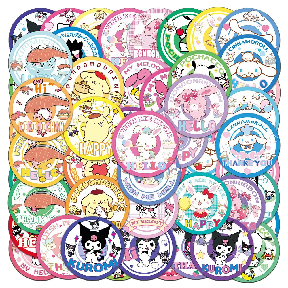 10/30/50pcs Kawaii Funny Sanrio Hello Kitty My Melody Badge Stickers Anime Decals Luggage Fridge Laptop Waterproof Kids Sticker