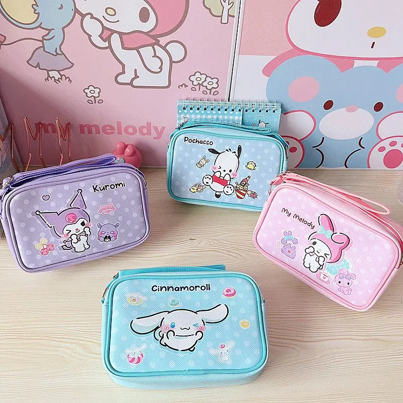 Anime Sanrio Cinnamoroll Kuromi My Melody Pu Waterproof Slung Shoulder Bag Storage Small Square Bag Cute Cartoon Birthday Gifts