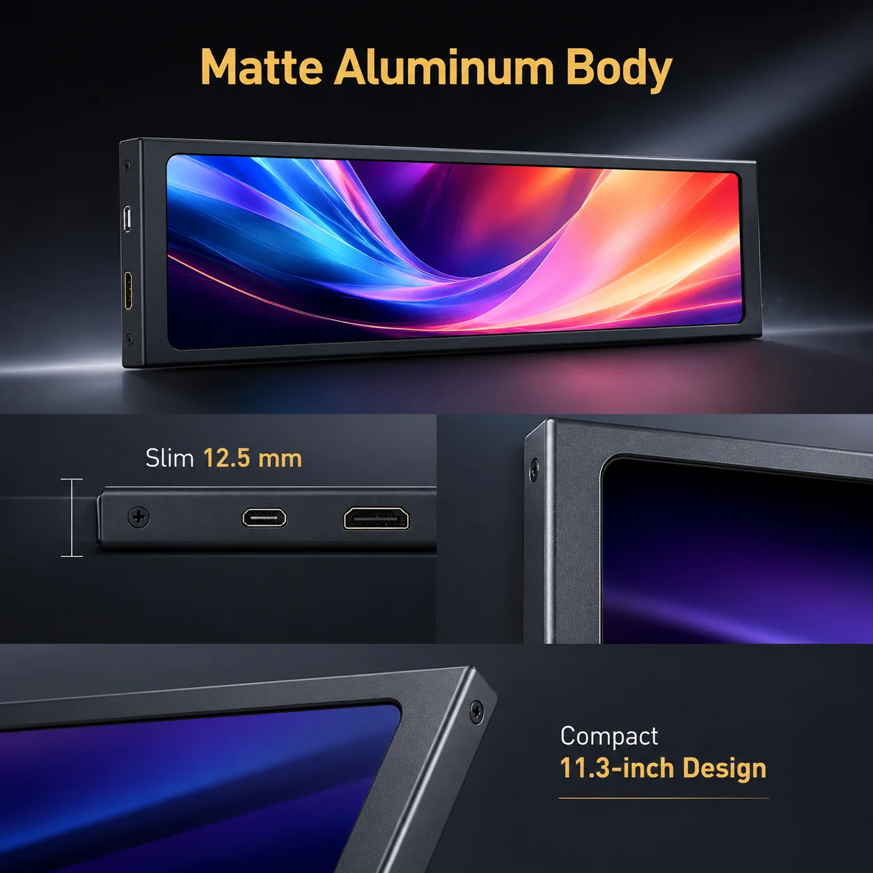 LESOWN Matte Black 11.3in Plug N Play Secondary Display Sim Racing Dashboard 440x1920 MiniHDTV 60Hz