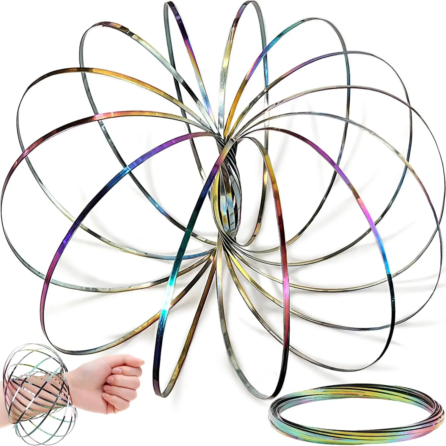

Игрушка с вращающимся кронштейном Flow Ring, геометрическая сенсорная весенняя игрушка из нержавеющей стали, новая интерактивная игрушка для снятия давления