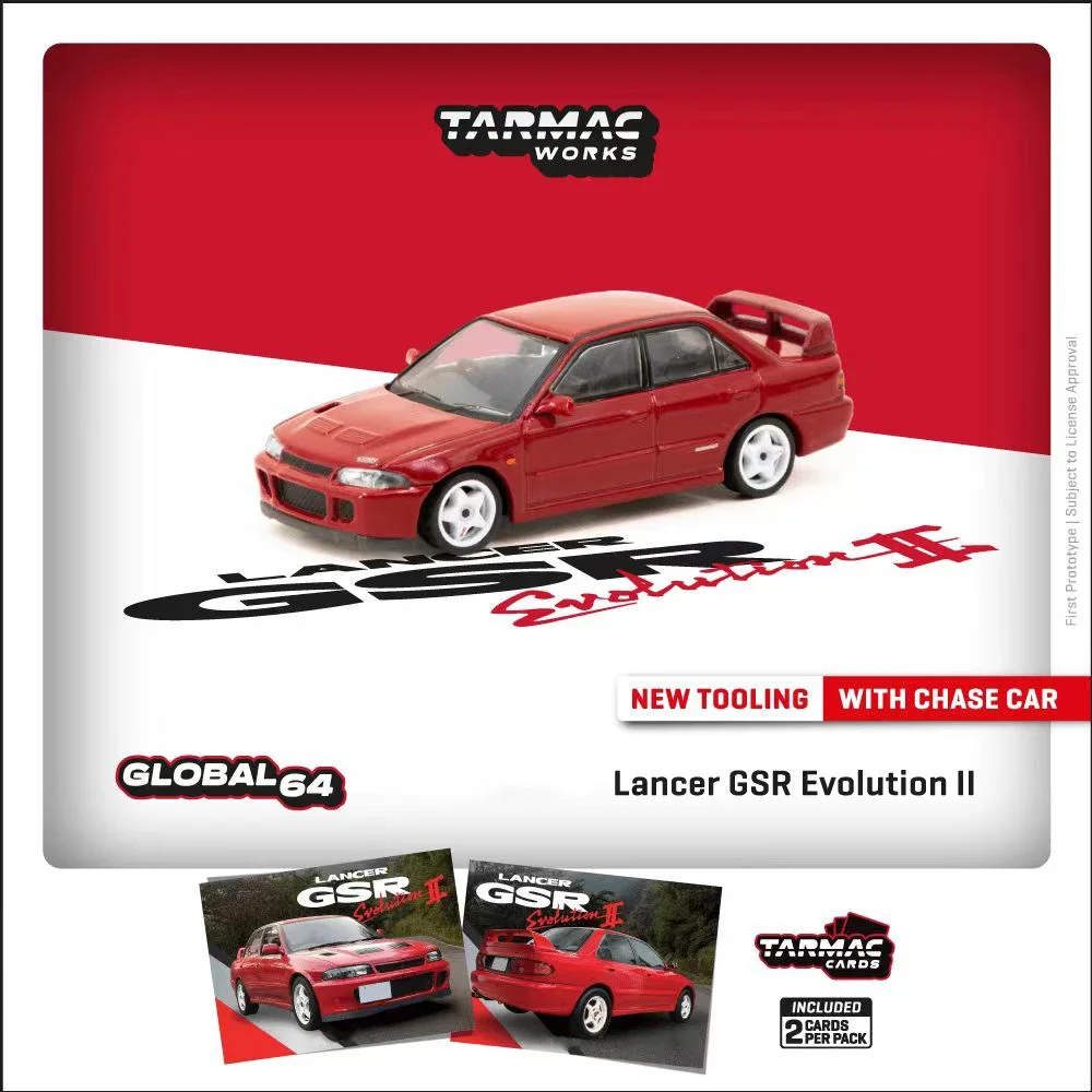 TW 1:64 Lancer GSR Evolution II Red Diecast Diorama Car Model Collection Miniature Toys Tarmac Works