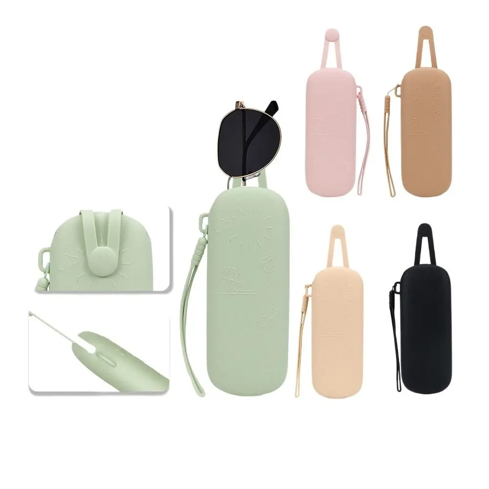 Solid Color Silicone Sunglasses Bag Waterproof Soft Eyeglasses Holder Eyeglass Box With Hanging Rope Glasses Case Outdoor