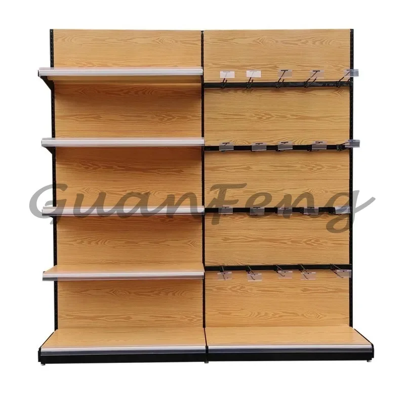 Single column wood grain supermarket shelf convenience snack rack stationery store