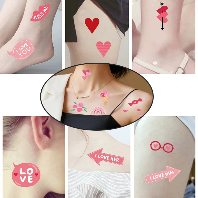 

10 Sheets Paper Valentine's Day Temporary Tattoos, Valentines Party Supplies Favors Goodie Bag Stuffers,Galentines Day