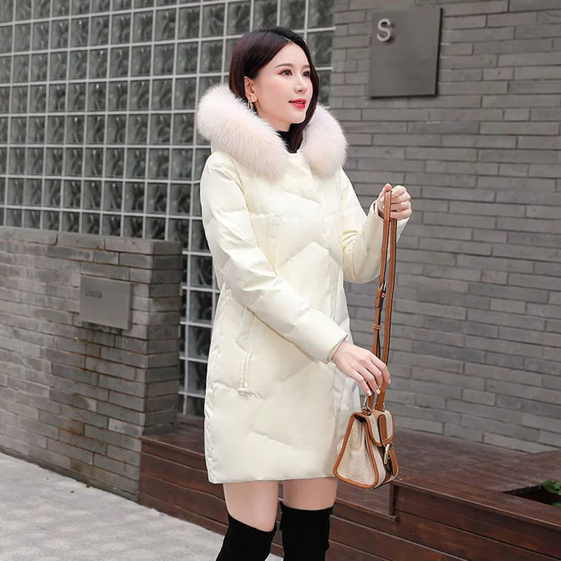 Down Jackets New Outerwear Zipper Long Solid Women Pockets 250g 300g Down Coats Women's Coat The Price Of