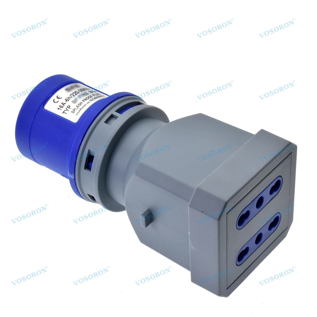 IP44 16A RV محول القابس IEC309 316P6 إلى المزدوج إيطاليا 10A/16A محول المخرج