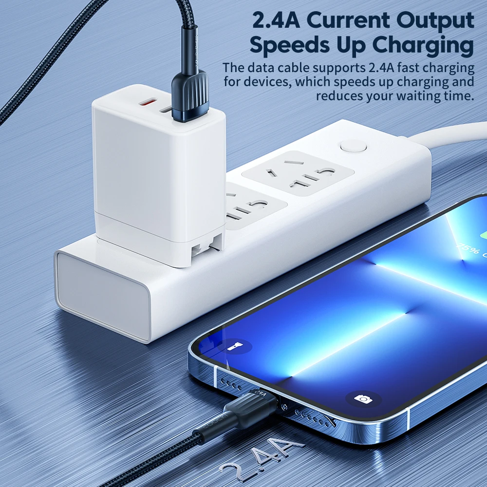 Toocki USB A To Lighting Cable For iPhone 14 13 12 11 Pro Max Mini  X XS XR 8 7 Plus SE 2.4A Fast Charging For iPhone Charger