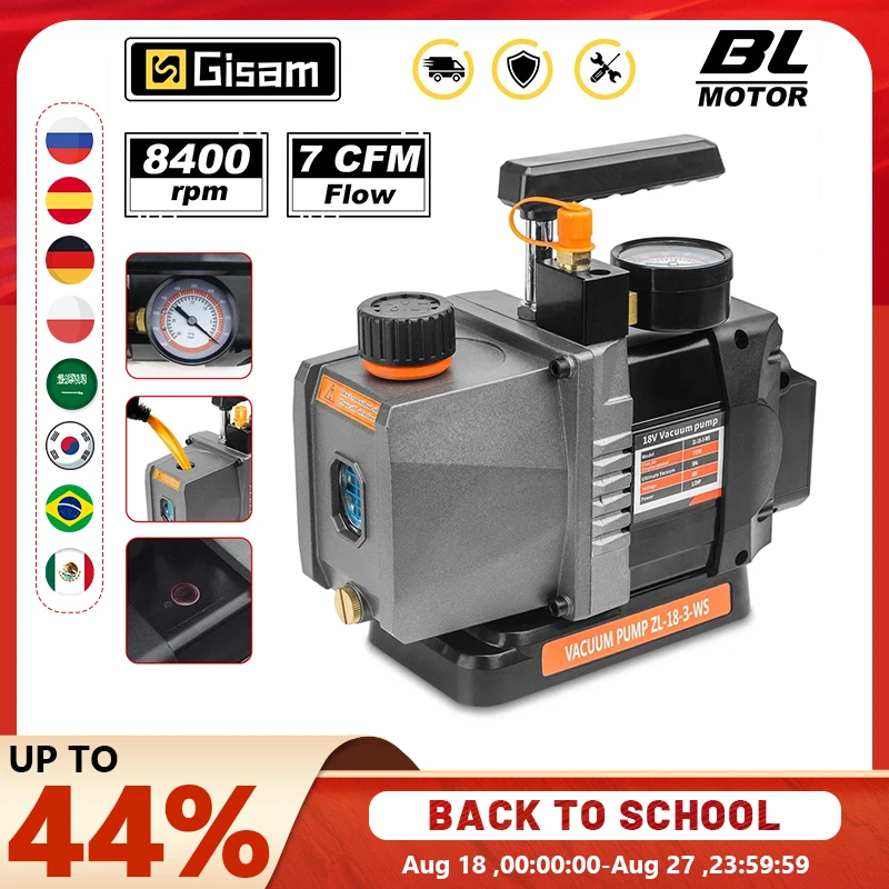 Gisam 7CFM 1/2HP Brushless Refrigerant Vacuum Pump 1/4 Air Conditioning Cooling Pump For Car House For Makita 18V Battery Pin