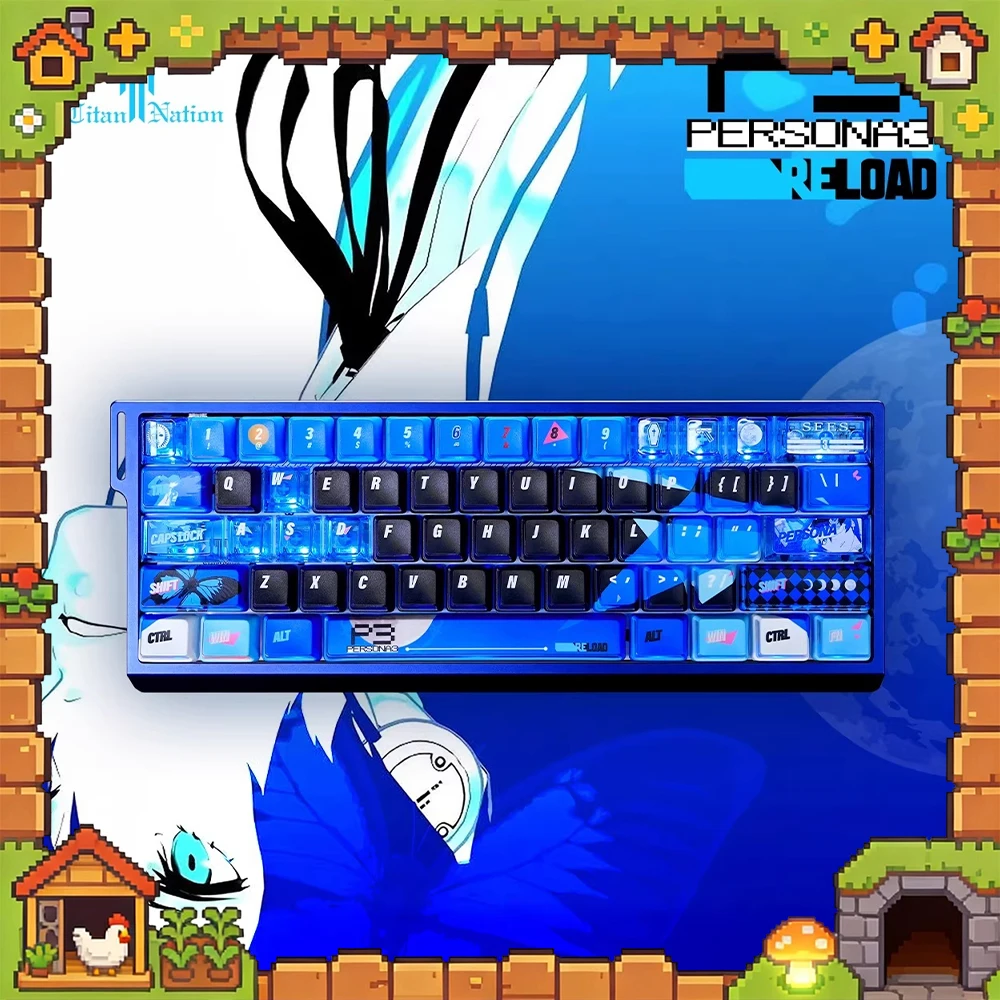 

TITANNATION Persona P3R PC Keycaps Pbt Thermally Sublimates Blue Keyboard Keycaps Nuclear Power Side Penetration PC Accessories