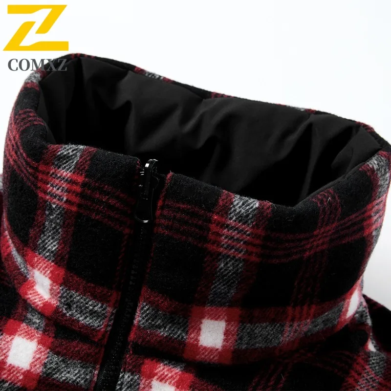 COMXZ Men Parker Coat Comfortable Reversible Plus Size Ski Street Warm Hiking Cotton-Padded Jacket Windproof Snow Puffer Jacket