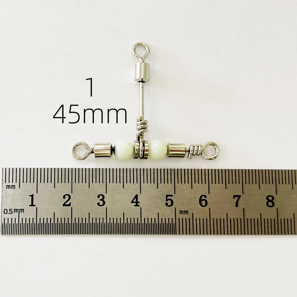Meer Angeln Stecker Angeln Wirbel 3-Wege Rollwirbel Edelstahl Leuchtende Perle Angelschnur Verbindungsring Stärken – Detail 8
