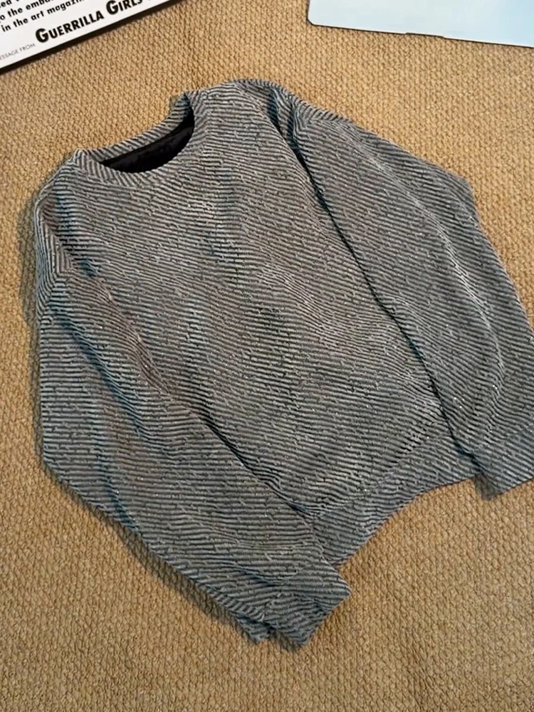 

Men's Knitted Sweatirt Stand Fit Long Sve round Ne Comfortable Polyester Fiber Inner Wear Base irt Spring Sle