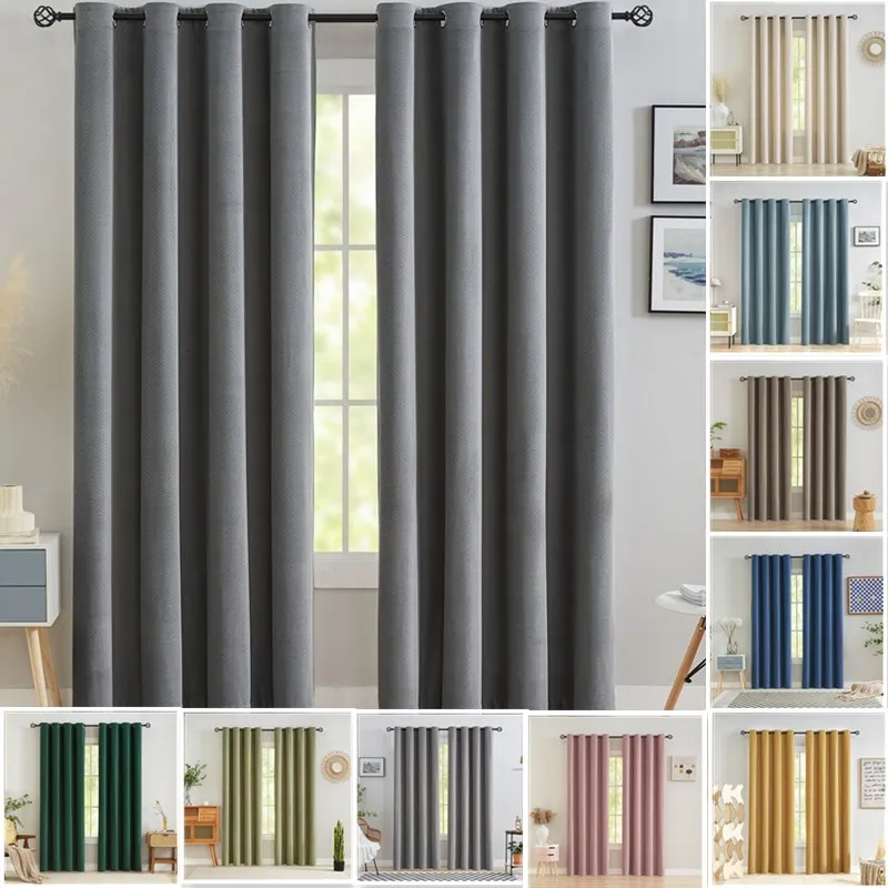 85% Room Darkening Light Blocking Thermal Insulated Drapes for Bedroom/Living Room Herringbone Flannel Textured Heavy Curtains