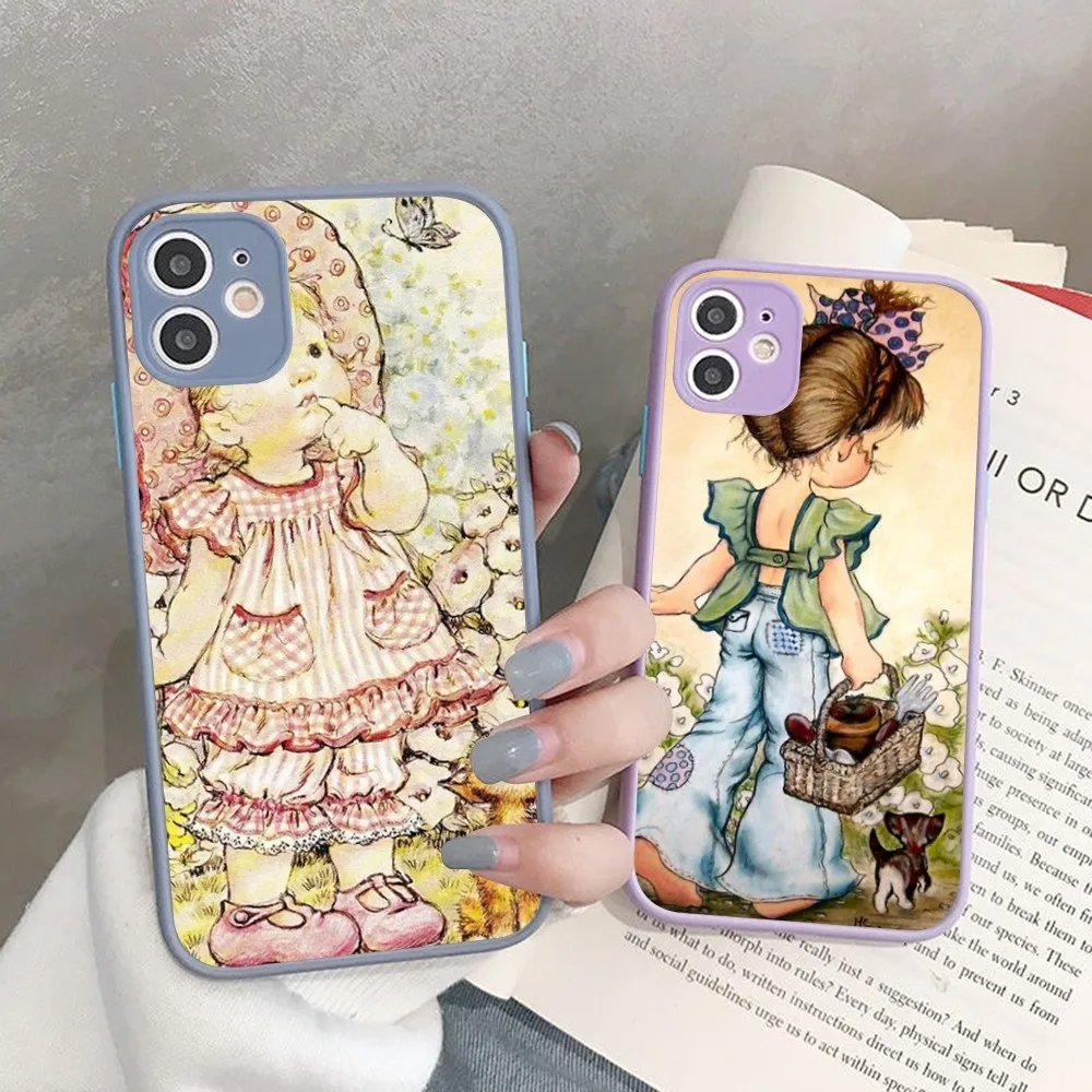 Sarah Kay Little Girl Phone Case for iPhone 14 11 12 13 Mini Pro Max 8 7 Plus X XR XS MAX Translucent Matte Cover