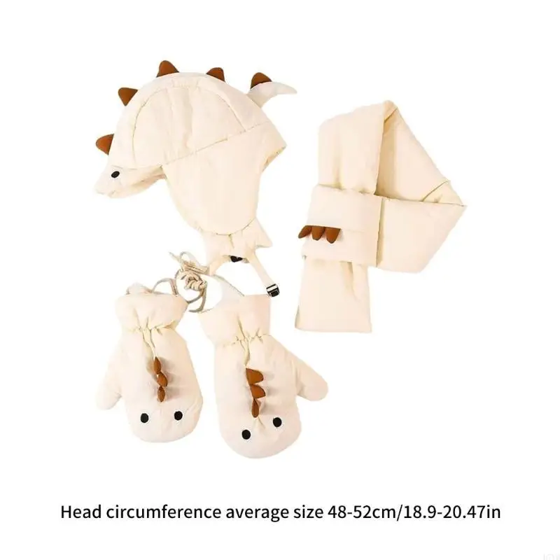 

D7YD Children's Autumn Winter Animal Leifeng Hat 3Pcs Set Warm Gloves with Scarf
