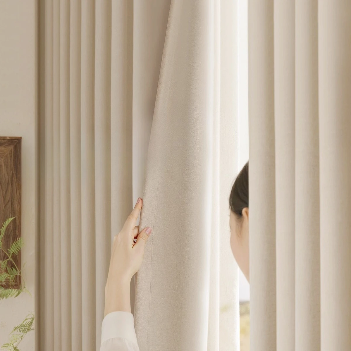 Simple Style Double-sided Cotton and Linen  Finished Bedroom Modern Simple Cream Style Curtains Customized