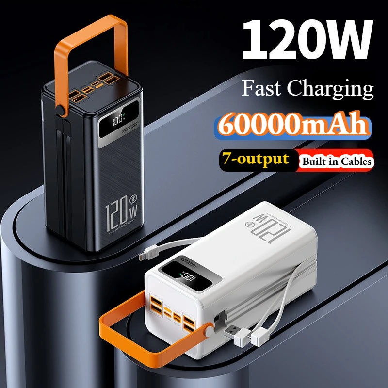 

60000mAh Power Bank 120W Fast Charging Portable Charger External Battery for IPhone Xiaomi Laptop Tablet Powerbank High Capacity