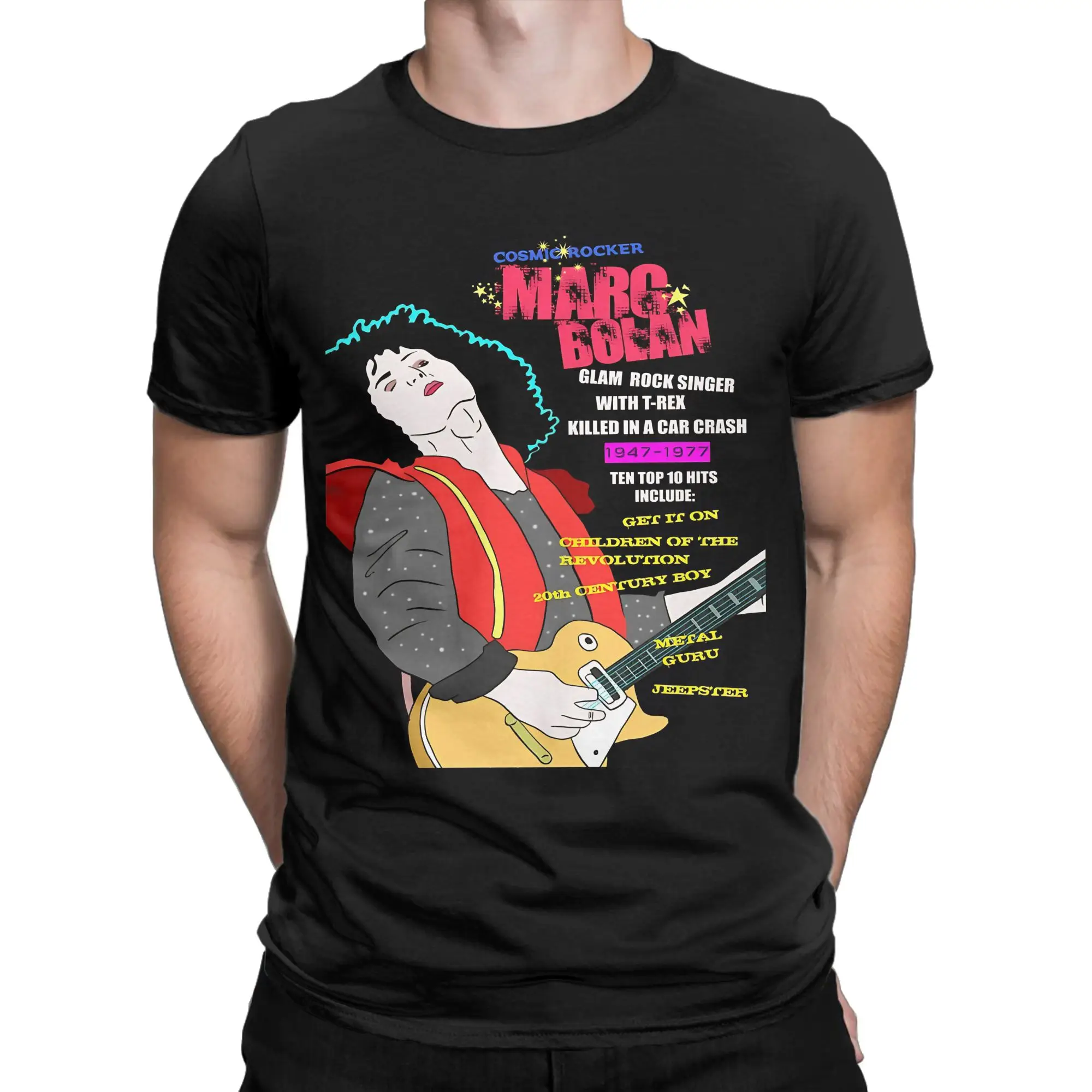 Marc Bolan  Graphic 100% Cotton T-Shirt T.Rex Tops Tees For Men