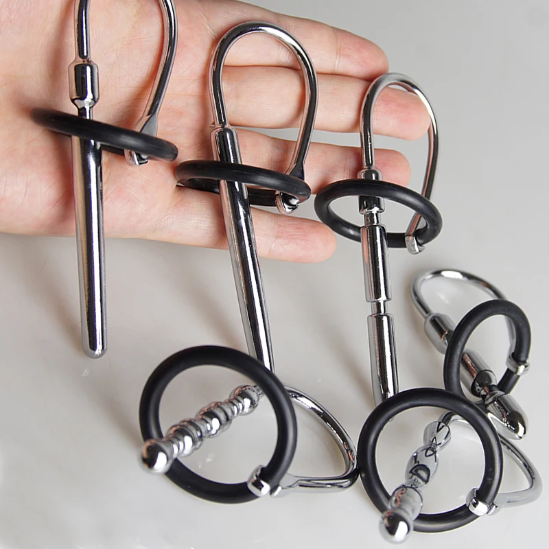 Stainless Steel Penis Plug with Glans Ring,Metal Urethral Sounding Catheter,Ejaculation Delay Urethra Dilator Men Masturbation