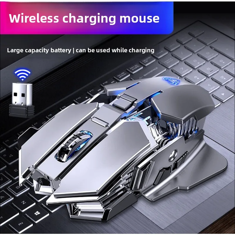 Wolf Spider SC300 Wireless Rechargeable Mouse for Laptop And Desktop Computer Mechanical Metal Gaming Mouse