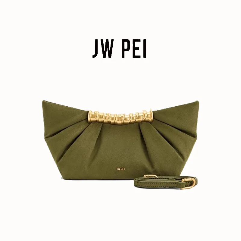 JW PEI Leia Pleated Clutch Metal Fashion High-End Feel Dumpling Bag Soft Leather Luxury Party Bag Evening Clutch for Women