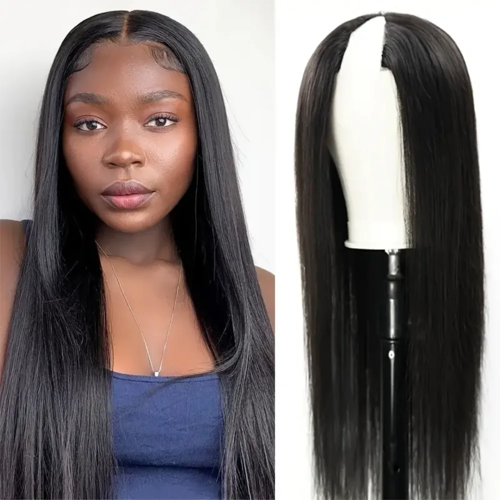 

V Part Wigs Human Hair Brazilian Straight Human Hair Wigs For Black Women V Shape Wigs Full Head Upgrade U Part Wigs 180 Density