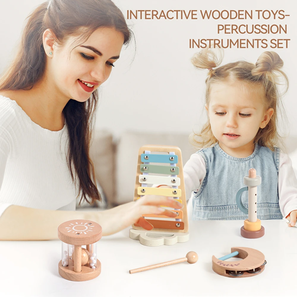 Wooden Baby Musical Instruments Sensory Rattle Toys Early Educational Baby Musical Toys Montessori Toys Birthday Gifts for Kids