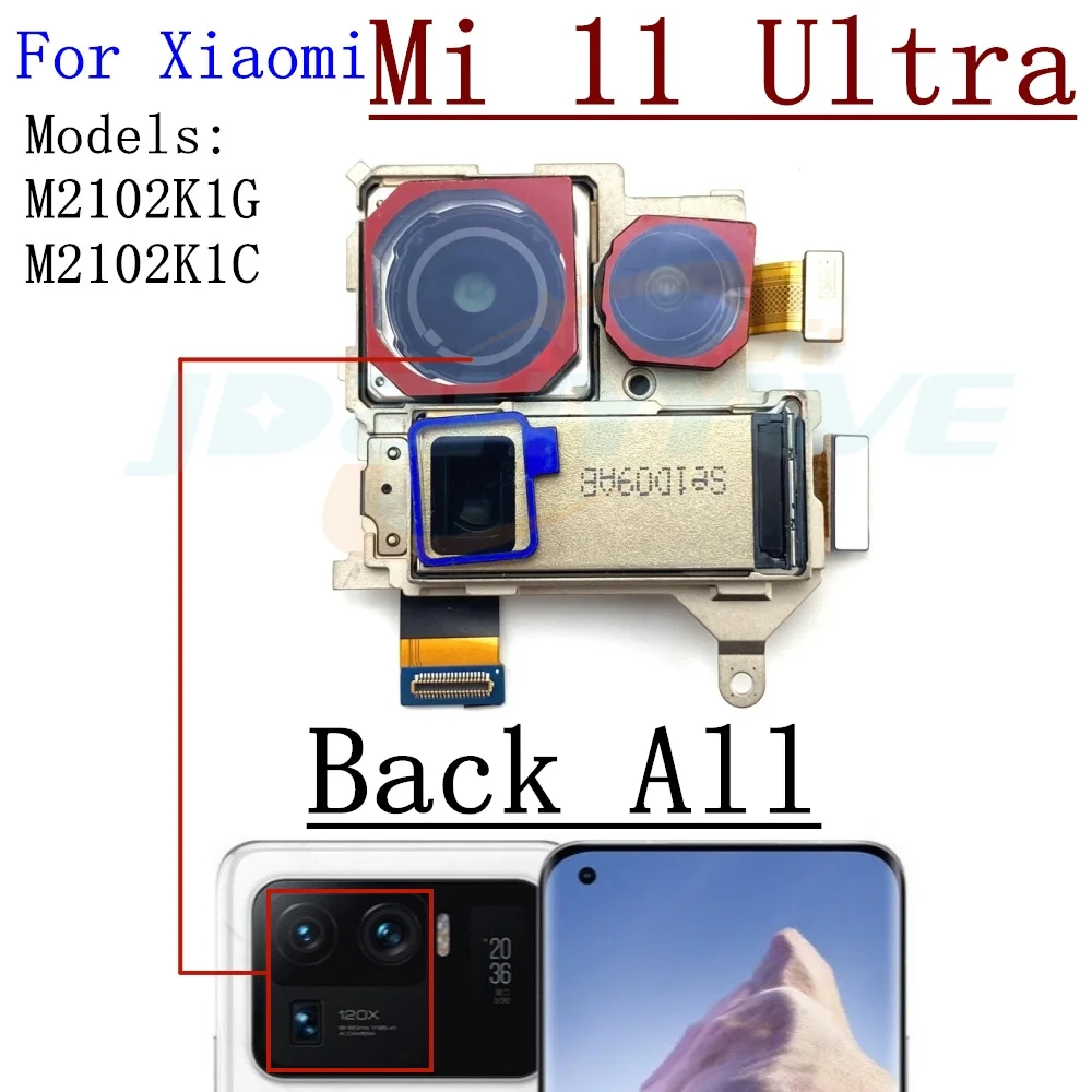 Back Facing Camera For Xiaomi Mi 11 Pro Ultra Ultrawide+Depth+Macro Front Selfie Samll Rear Camera Flex Cable Part