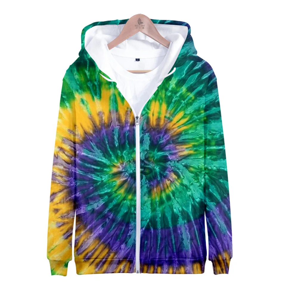 Tie Dye 3D Printed Hoodie Men Women Fashion Personality Spiral Colorful Hoodies Sweatshirt Harajuku Jacket Coat Clothes