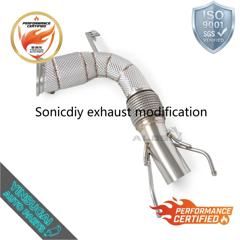 SS304 Stainless Downpipe Exhaust for BMW MINI F60 Countryman Cooper S 2.0T B48 2020-2024 High Flow 1.5mm Smooth Finish