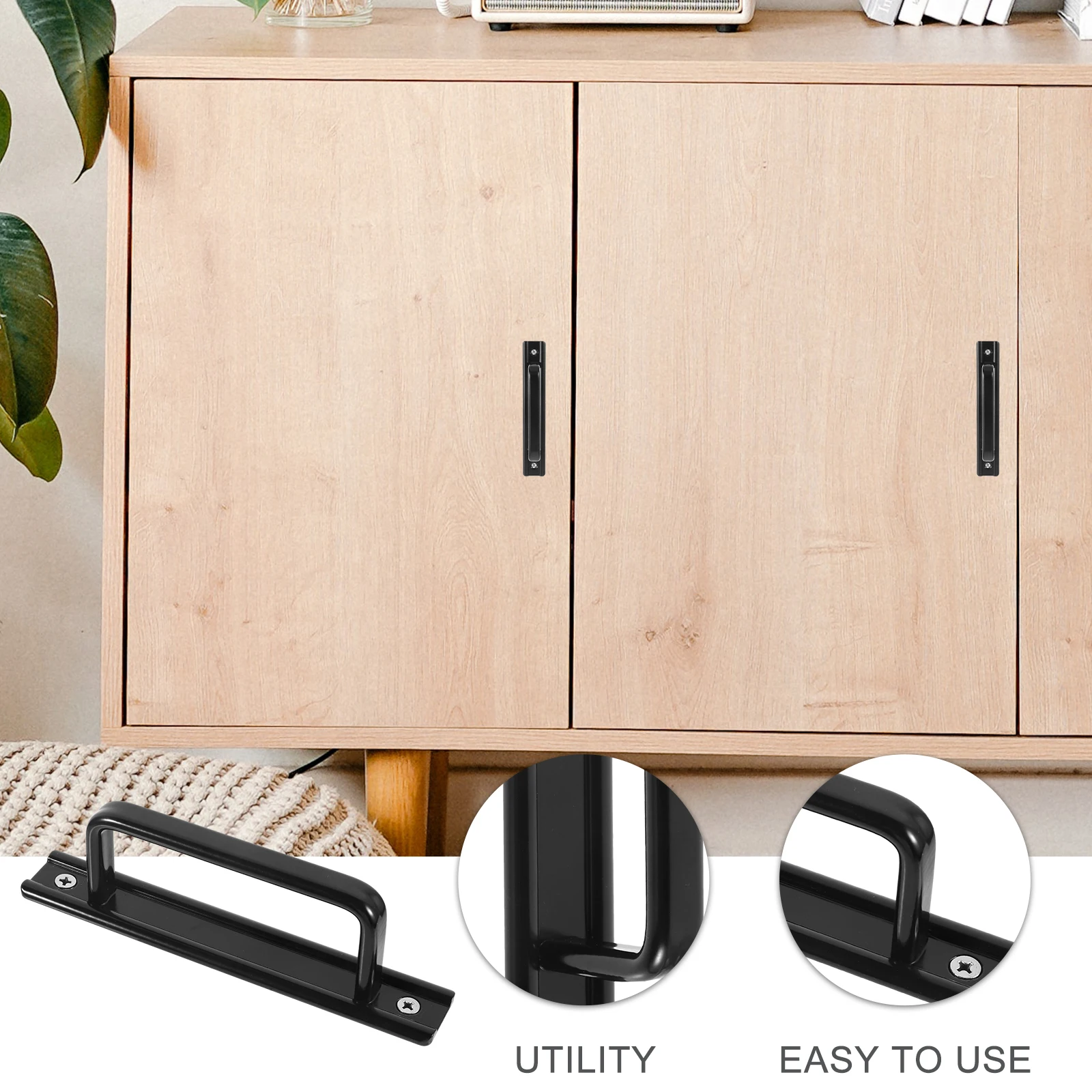 

2pcs Glass Handles Sliding Door Pull Cabinet Door Handle Heavy Duty Aluminum Alloy Rustproof Easy Install Flush Pull Handle For