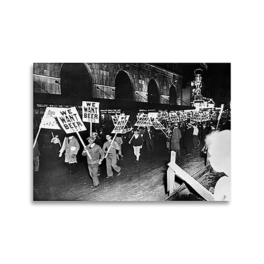 We Want Beer Print, Prohibition Protest, Alcohol Bars And Drinking, Wall Art Print, Black and White Photo, Museum Quality Photo