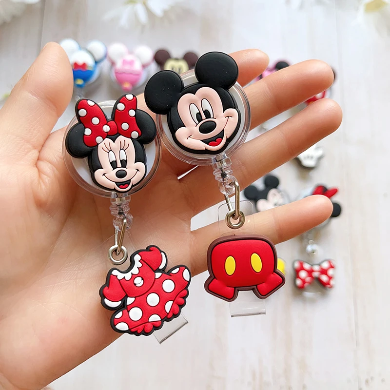 أنيمي ميكي ماوس ميني قابل للسحب معرف شارة حامل ممرضة طالب بطاقة الهوية كليب شارة حامل اكسسوارات هدايا عيد الميلاد #1