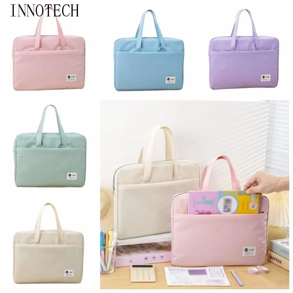 

Large Capacity Document Storage Bag Double Layer Waterproof A4 File Organizer with Handle Lightweight Book Storage Bag Travel