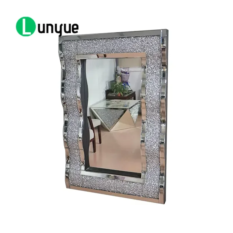 Modern Silver Stereo Feeling Curved Crushed Diamond LED Light Source Customizable Size Luxury Hanging