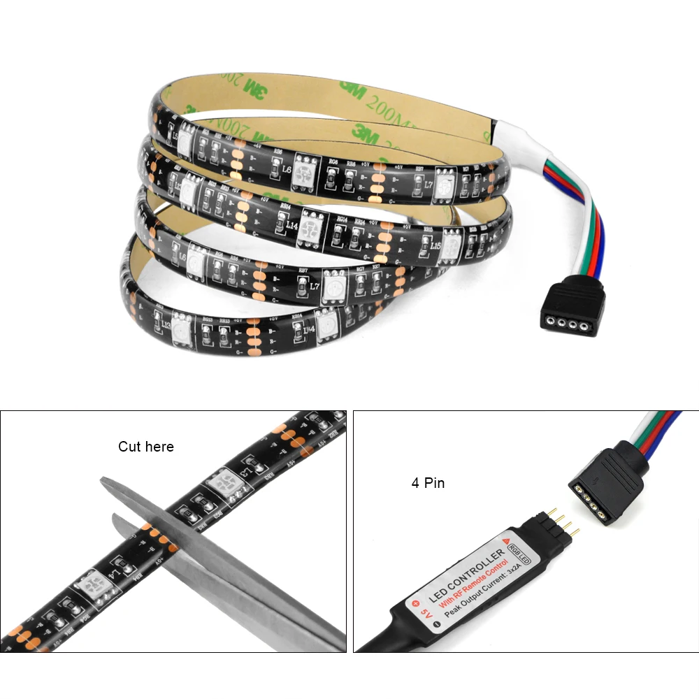 5V USB Port Power RGB LED Strip light 5050 Waterproof Flexible LED String Tape for TV Desktop Background Decor 1M 2M 3M 4M 5M