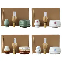 Complete Japanese Matcha Tea Set Ceramic and Bamboo 580ml Matcha Bowl Tea Accessories Novelty Gifts Handmade for Home Kitchen