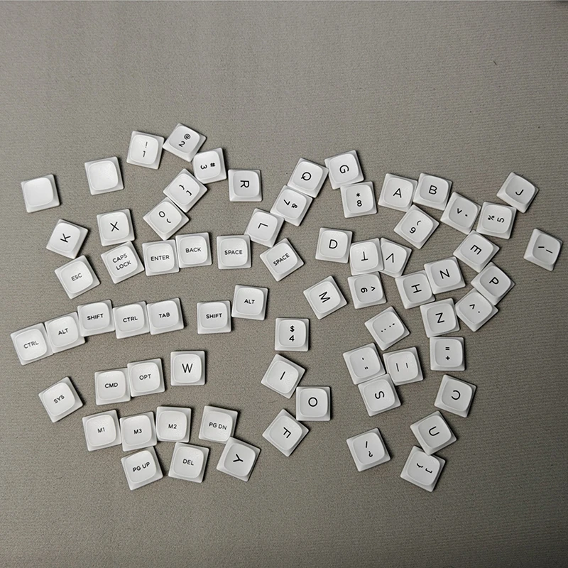 70 клавиш Chocfox CFX, черно-белые прозрачные низкопрофильные колпачки для клавиш из ПБТ для механической клавиатуры Kailh Choc V1, ультратонкие колпачки для клавиш 1u