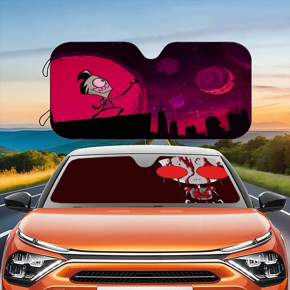 Kartun-Invader Zim Enter-Kartun-Florpus Tirai Kerai Mobil Kaca Depan Perlindungan Anti-UV Pelindung Pendingin Naungan Matahari Depan