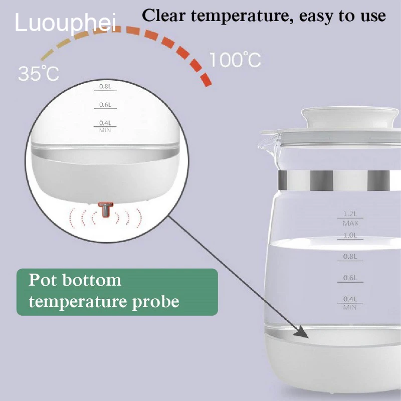 Regulador termostático de leche infantil de 1,2 L, hervidor para bebé que mantiene el calor, 24 horas de agua caliente, olla aislante inteligente,