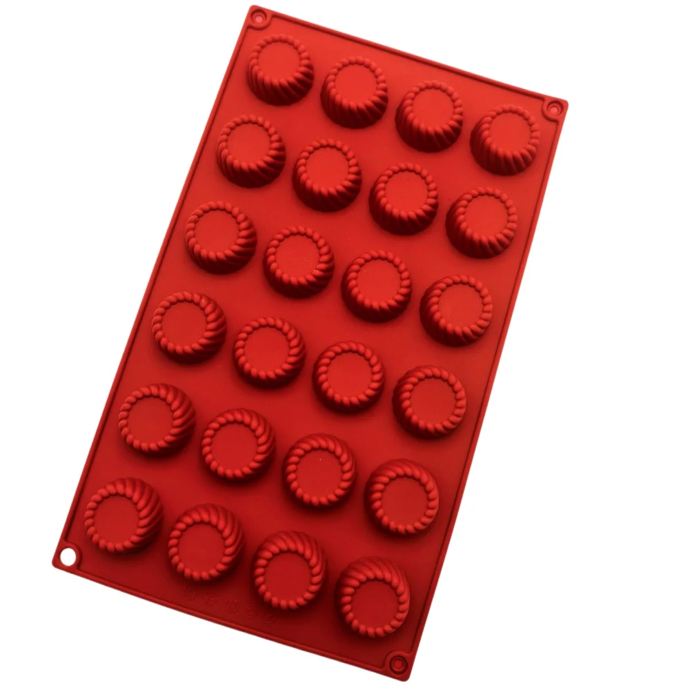 24 Hole Circle Rope Edge Fluted Silicone Mold Mini Cheesecake Tartlet Mold  For Chocolate Pudding Mooncake Filling Handmade Soap