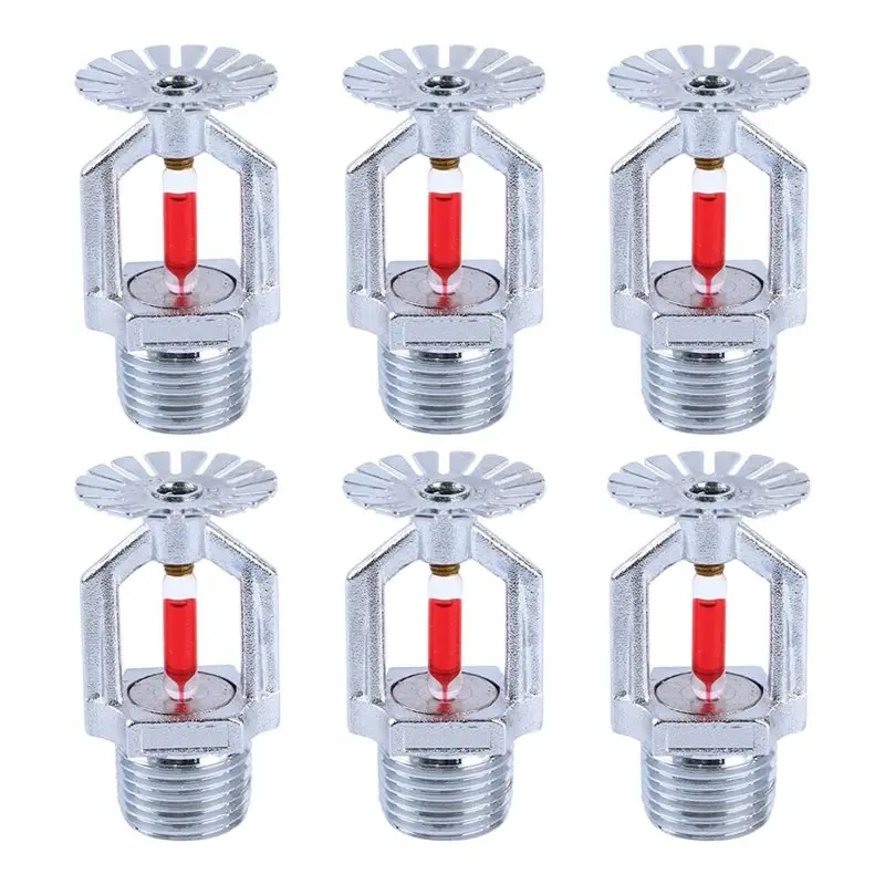 

Спринклерные головки B08B, 6 шт., медные, хромированные, 1/2" NPT 155 ℉ (68 ° Автоматический распылитель C), подвесного типа, K80, быстрого реагирования
