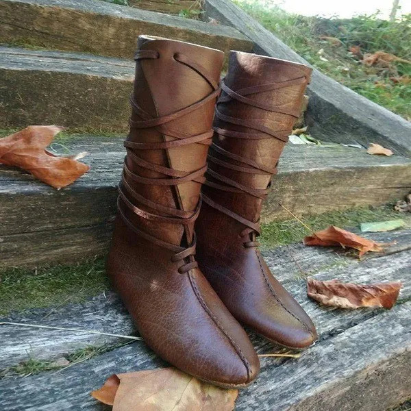 القرون الوسطى القوطية Steampunk زي الرجال فارس الأحذية فايكنغ بولي Leather جلد المحارب المرأة تأثيري أحذية كرنفال أحذية الحفلات الدعائم