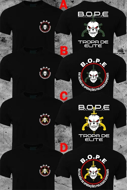 BOPE Tropa De Elite Brazil Special Elite Forces T-Shirt Short Sleeve Casual 100% Cotton Men Shirt