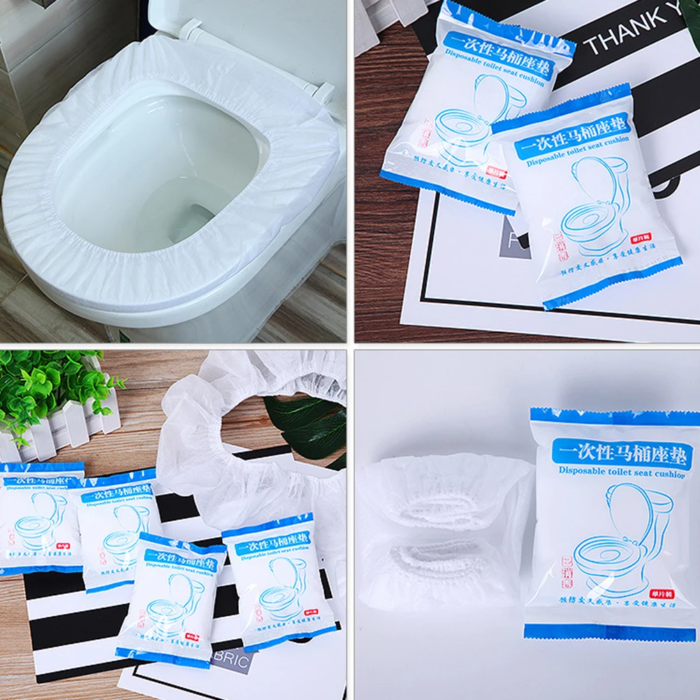 

50pcs Toilet Seat Cover Disposable Cushion Potty Pad for KTV Hotel Travel Park Home Lightweight NonSlip Bathroom