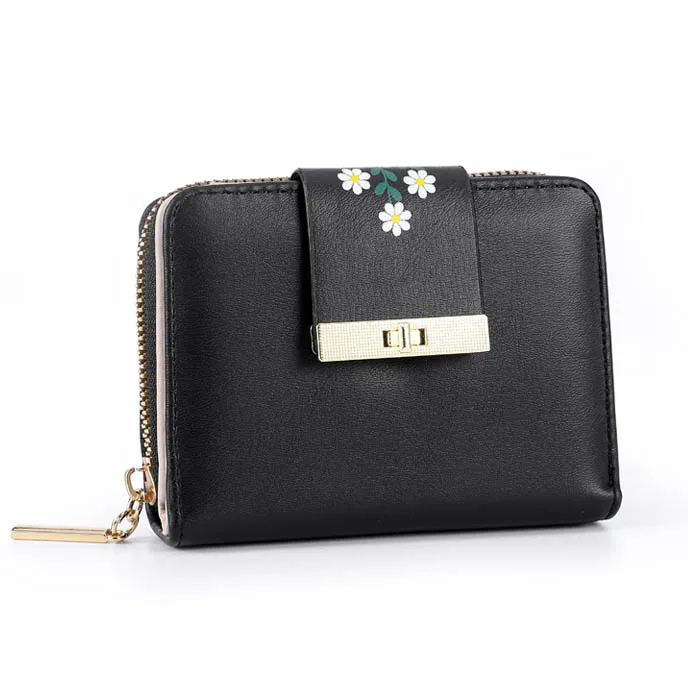 

Short Purses Women Wallets Clutch Coin Purse Flower Zipper Hasp Woman Wallet Cards ID Holder Moneybag Pocket Notecase Mini Pouch