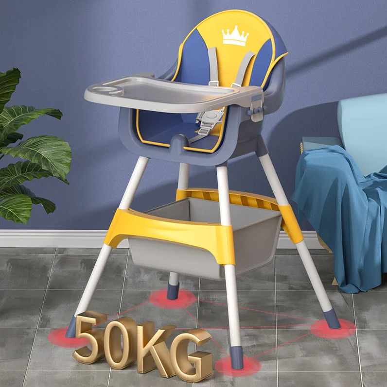 Chaise de salle à manger haute avec plateau amovible et sac de rangement, cadeau réglable pour nouveau-né, bambin et bébé, vente en gros, haute qualité, 2021