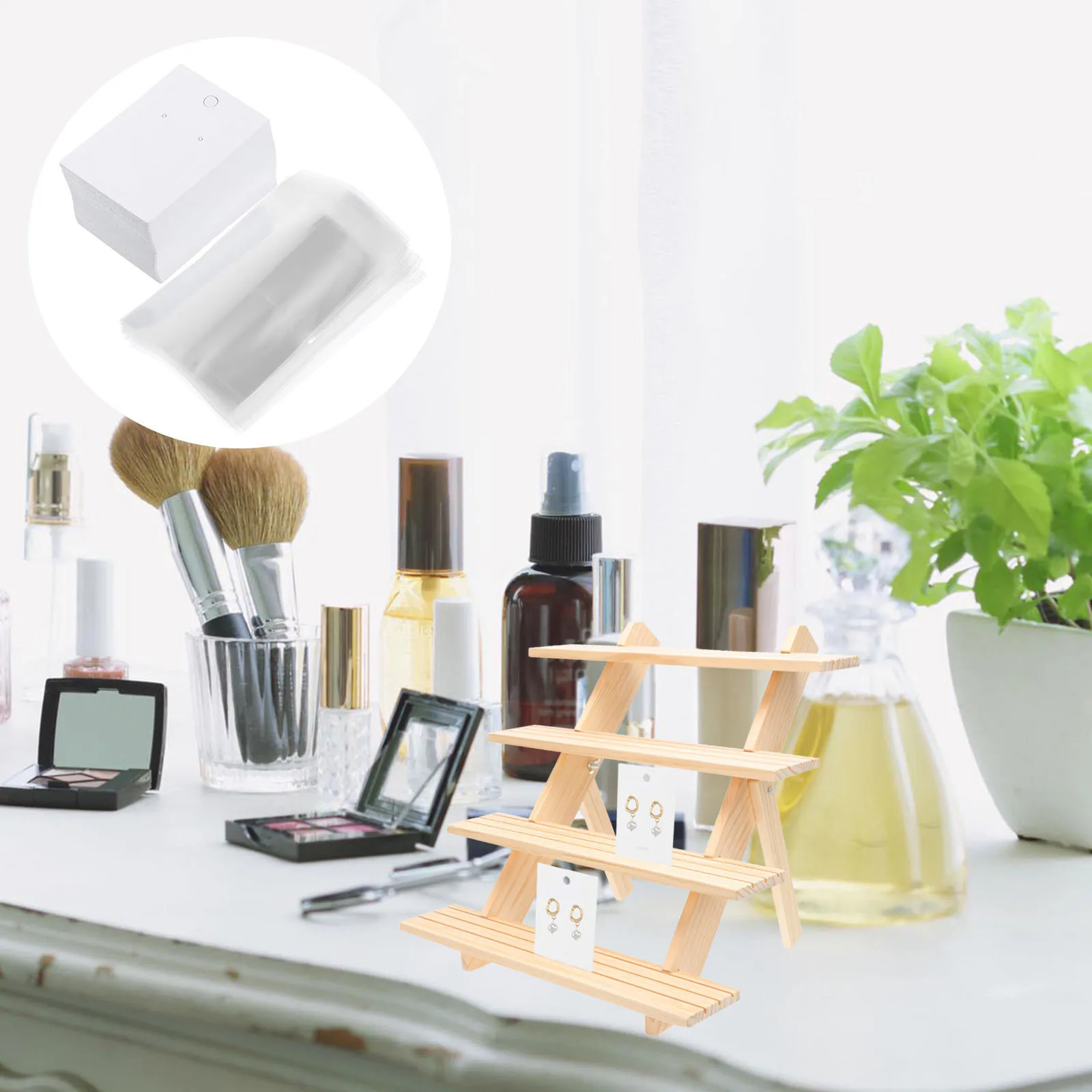 

100 шт., белые серьги, картон, прямоугольный картон для упаковки ювелирных изделий и хранения, подвесные сумки с отверстием, дизайн Opp