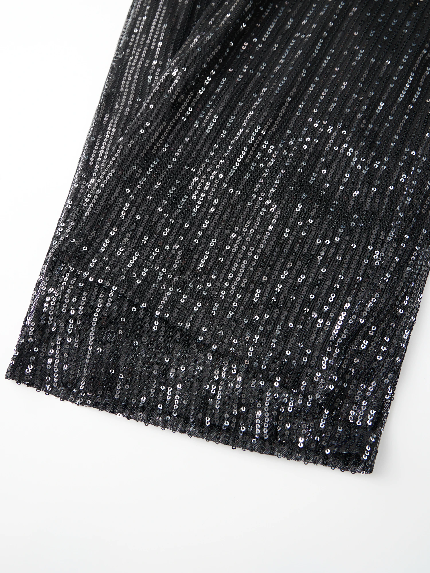 女性のハイウエストワイドレッグパンツ、キラキラ輝くスパンコール装飾のルーズフィットパーティーパンツ、シックなストリートスタイルに最適